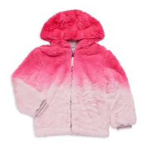Splendid Plush Jacket Ombré Pink Faux Fur Soft Cozy Zip Hoodie Girls Size 4